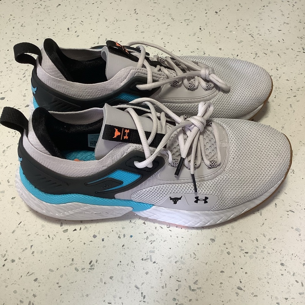Under Armour Project Rock HOVR 5 Mens Size 11 Training Shoes Blue Grey